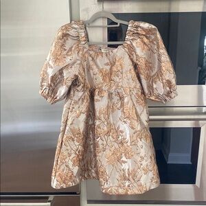 Umgee gold Floral Puff Sleeve Dress